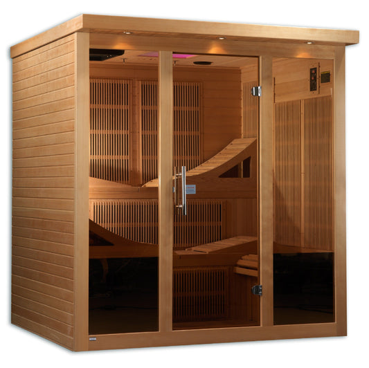 Golden Designs Sauna GDI-6996-01 "Monaco Elite" 6-person PureTech™ Near Zero Far Infrared Sauna - Canadian Hemlock wood