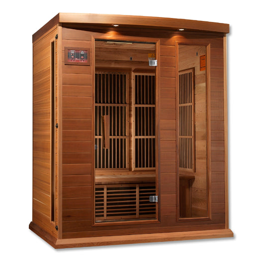 Maxxus Sauna MX-K306-01-CED Maxxus 3-Person Low EMF FAR Infrared Carbon Canadian Red Cedar Sauna
