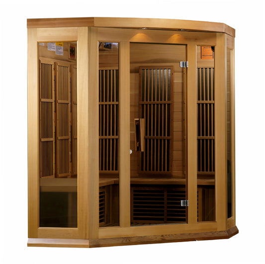 Maxxus Sauna MX-K356-01-ZF Maxxus 3-Person Corner Near Zero EMF FAR Infrared Carbon Canadian Hemlock Sauna