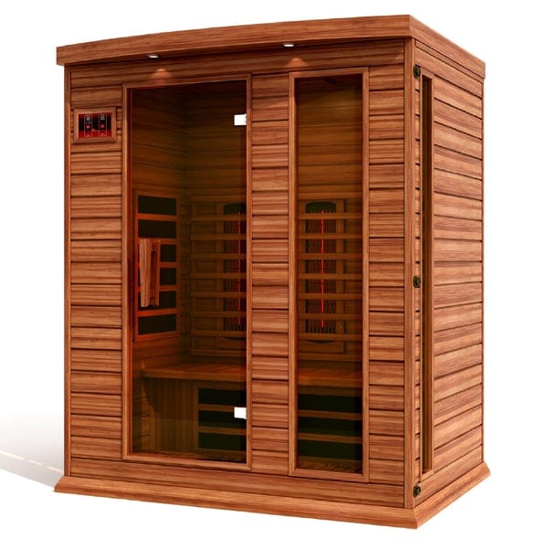 Maxxus Sauna MX-M306-01-FS-CED Maxxus 3 Person Full Spectrum Near Zero EMF FAR Infrared Carbon Canadian Red Cedar Sauna