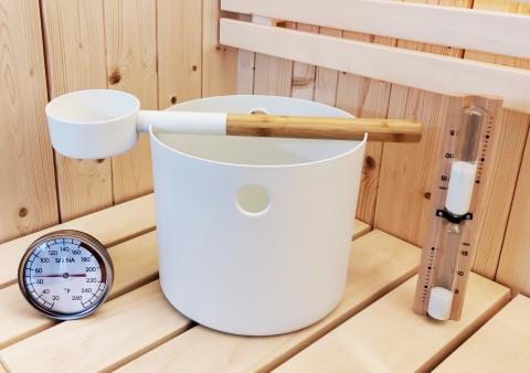 Sauna Life SaunaLife-BucketSet-Aluminum-2 White SaunaLife Aluminum Bucket & Ladle Package