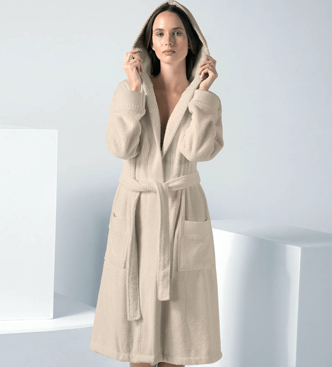 Women's Hooded Turkish Cotton Terry Cloth Robe eSteamed Saunas