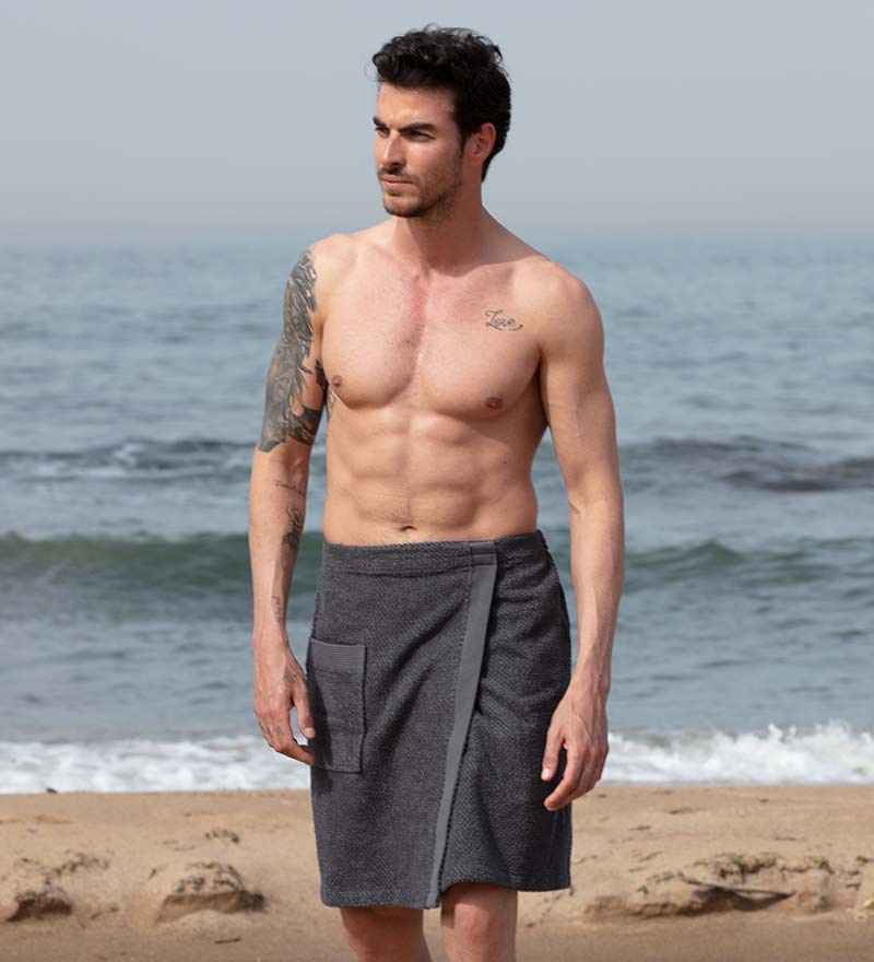 SEYANTE Towel Wrap Charcoal / S/M Men 's Turkish Cotton Towel Wrap
