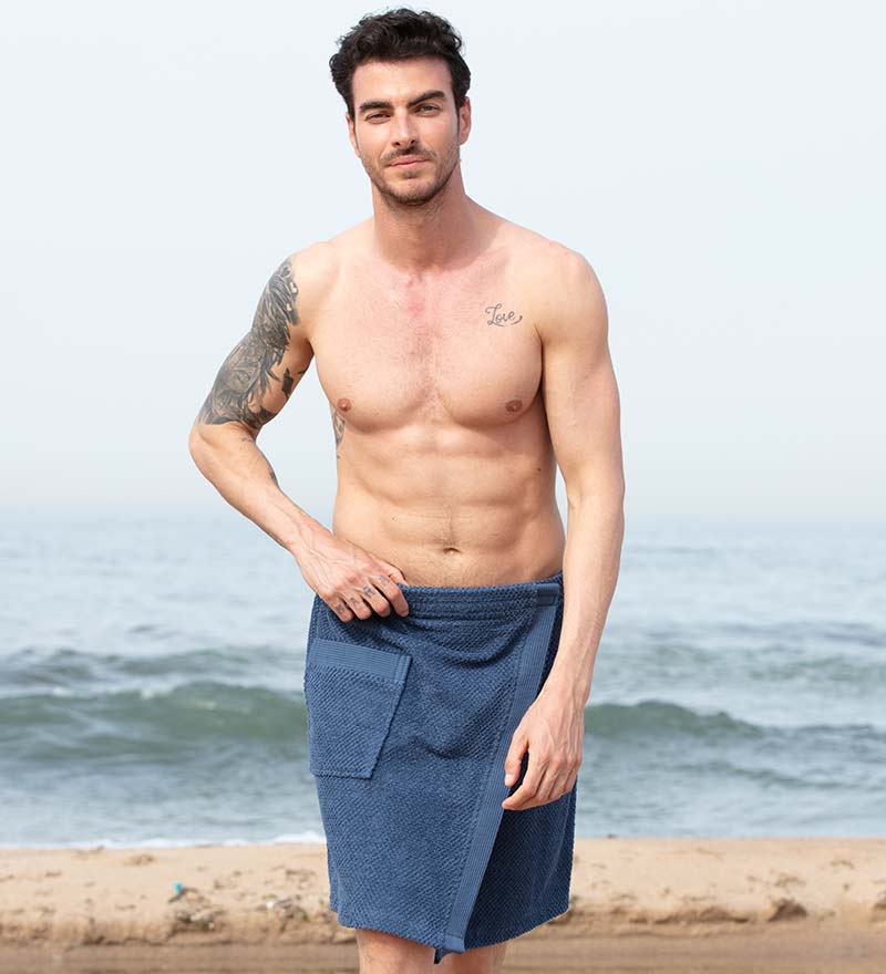 SEYANTE Towel Wrap Navy / S/M Men 's Turkish Cotton Towel Wrap