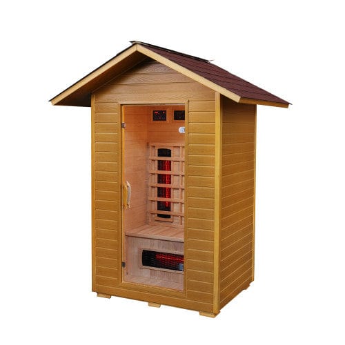 SunRay Sauna HL200D3 Burlington Burlington 2-Person Outdoor Infrared Sauna with Shingled Roof