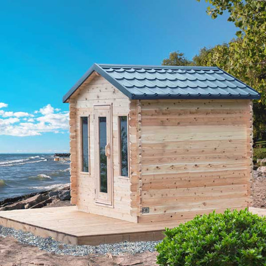 Georgian Cabin 6-Person Sauna w/ Electric Heating Option & Accessories