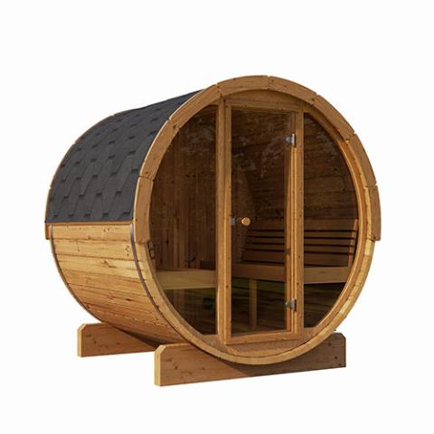 SaunaLife ERGO E8G 6-Person Barrel Sauna w/ Glass Front