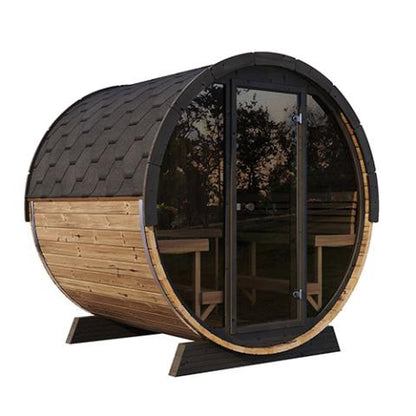 SaunaLife EE8G Elegance Series 6-Person Barrel Sauna w/ Glass Front