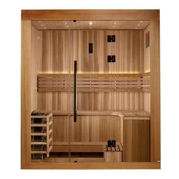 Golden Designs "Copenhagen Edition" 3-Person Traditional Sauna — Canadian Red Cedar Interior