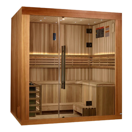 Golden Designs "Copenhagen Edition" 3-Person Traditional Sauna — Canadian Red Cedar Interior