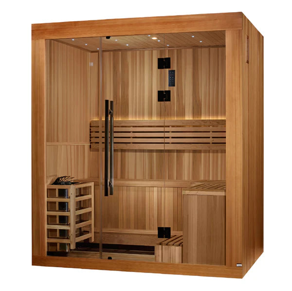 Golden Designs "Copenhagen Edition" 3-Person Traditional Sauna — Canadian Red Cedar Interior