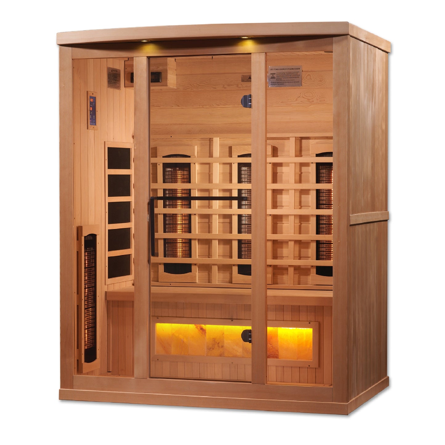 Golden Designs "Reserve Edition" 3-Person Full Spectrum Sauna - with Himalayan Salt Bar