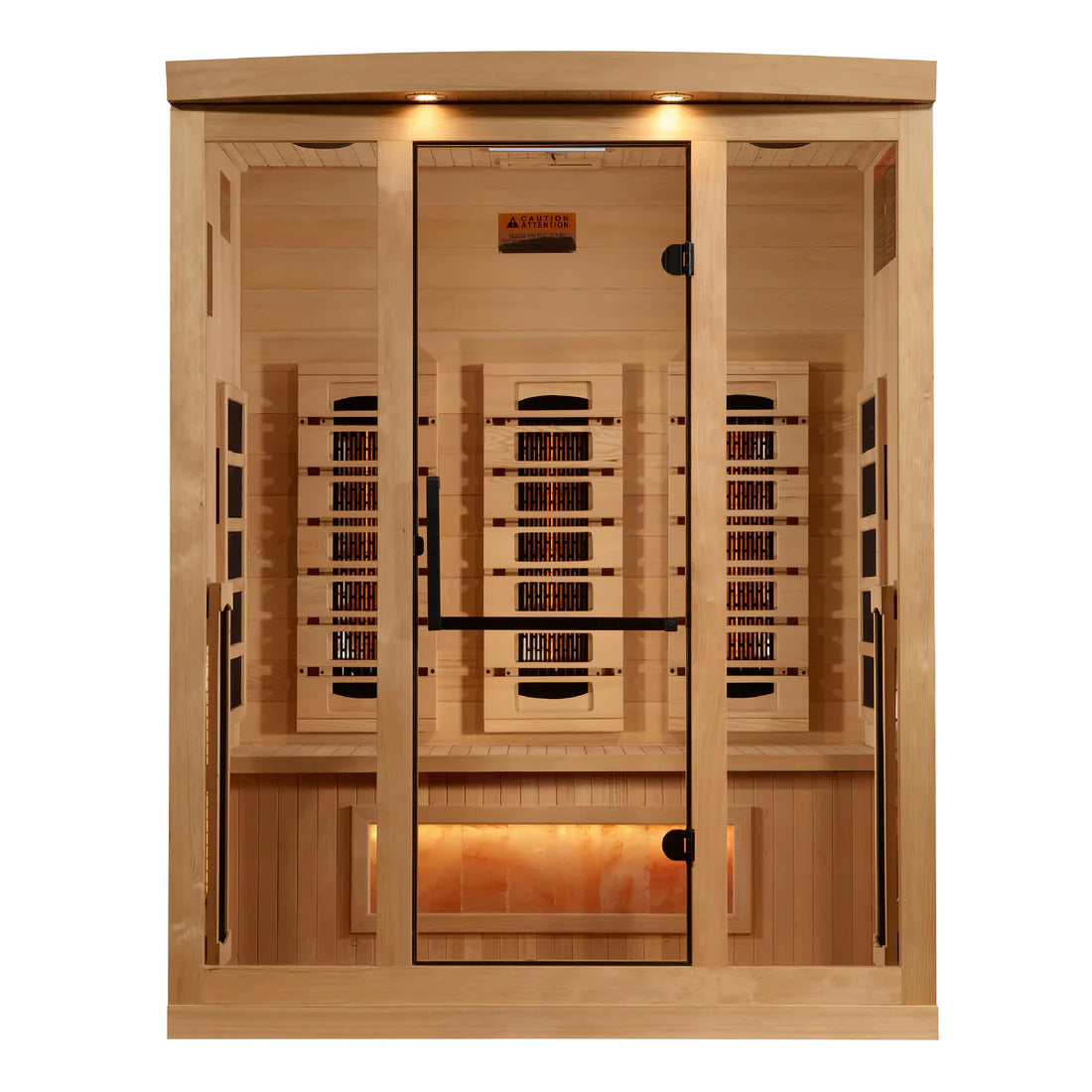 Golden Designs 2025 updated "Reserve Edition" 3 Person Full Spectrum Sauna with Himalayan Salt Bar