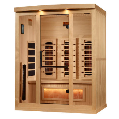 Golden Designs 2025 updated "Reserve Edition" 3 Person Full Spectrum Sauna with Himalayan Salt Bar