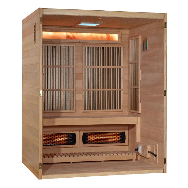 2025 Golden Designs "Soria" 3 Person Indoor Hybrid Sauna (Full Spectrum + Harvia Traditional Stove)