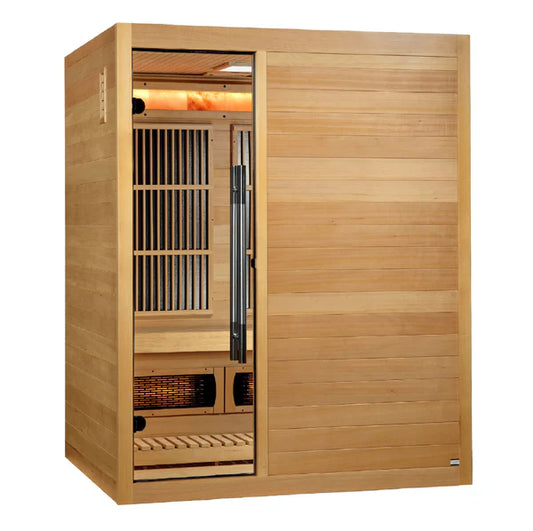 2025 Golden Designs "Soria" 3 Person Indoor Hybrid Sauna (Full Spectrum + Harvia Traditional Stove)