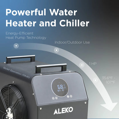 Aleko Lumina Vertical Cold Plunge and 1 HP Chiller & Heater Kit