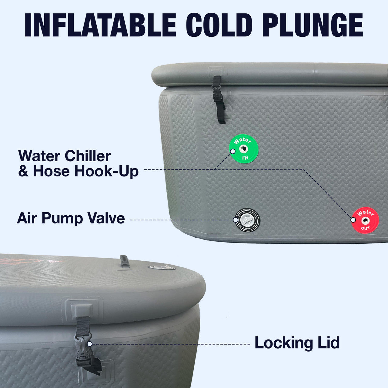 Inflatable Cold Plunge with Locking Lid and Carry Bag