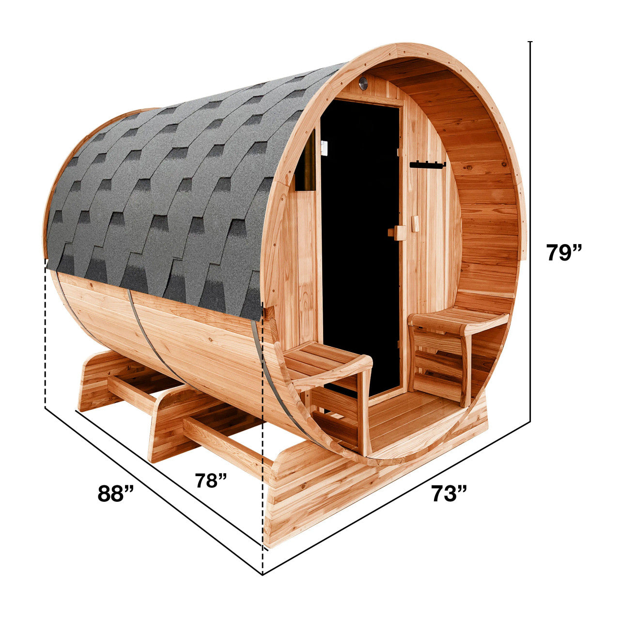 Outdoor Rustic Cedar Barrel Steam Sauna - Front Porch Canopy - ETL Certified - 6 Person