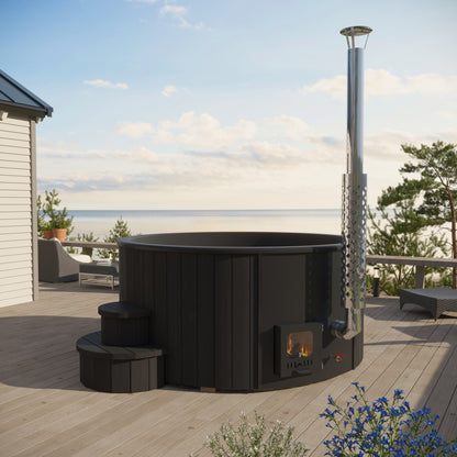 SaunaLife S4B Soak-Series Wood-Burning Home Hot Tub – Black, Up to 6 Person