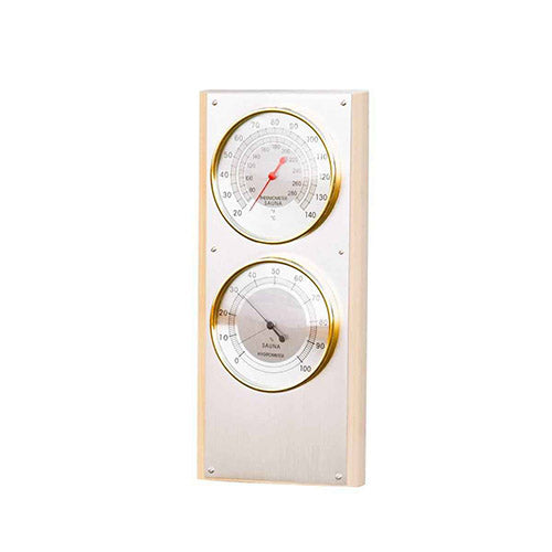 Wooden Sauna Thermometer and Hygrometer with metal faceplace