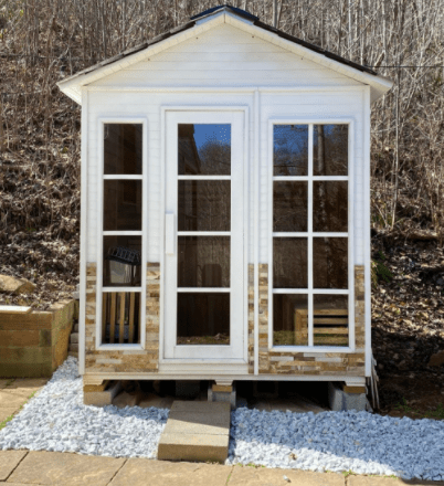 Aleko CED6PORI-AP Outdoor 6-Person Wet / Dry Sauna - Canadian Red Cedar Wood with Stone Finish