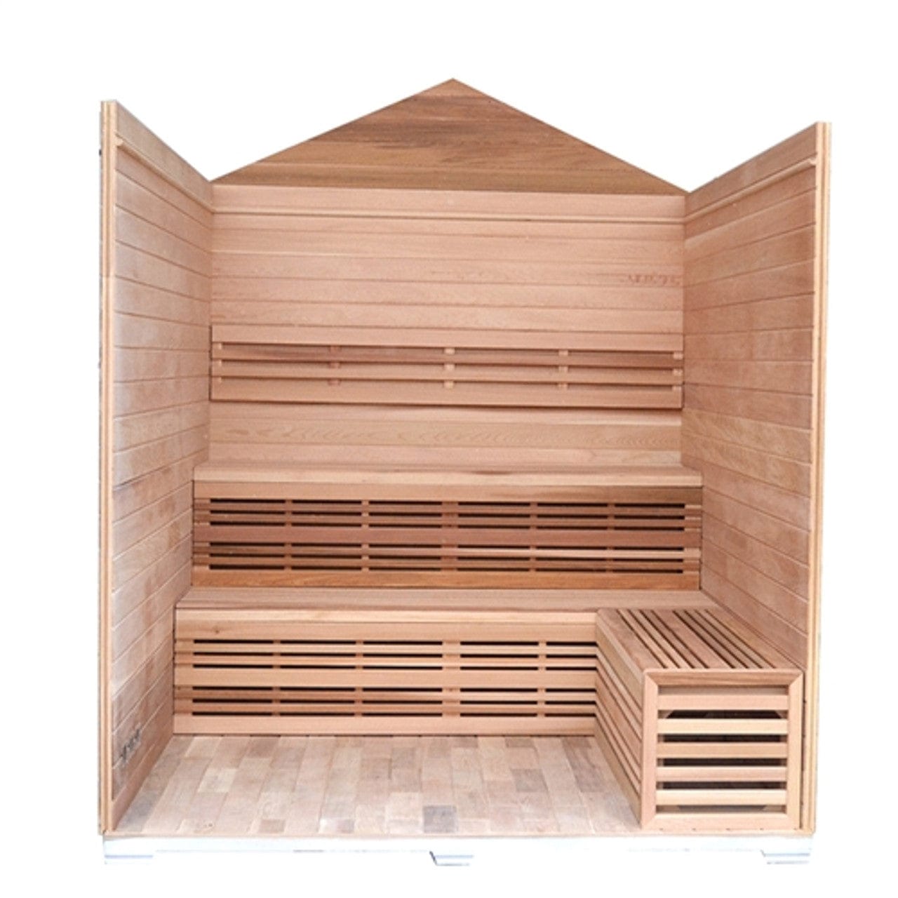 Aleko CED6PORI-AP Outdoor 6-Person Wet / Dry Sauna - Canadian Red Cedar Wood with Stone Finish