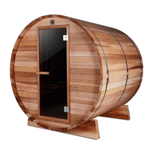 Aleko Outdoor / Indoor Rustic Western Red Cedar Barrel Sauna - 4 Person