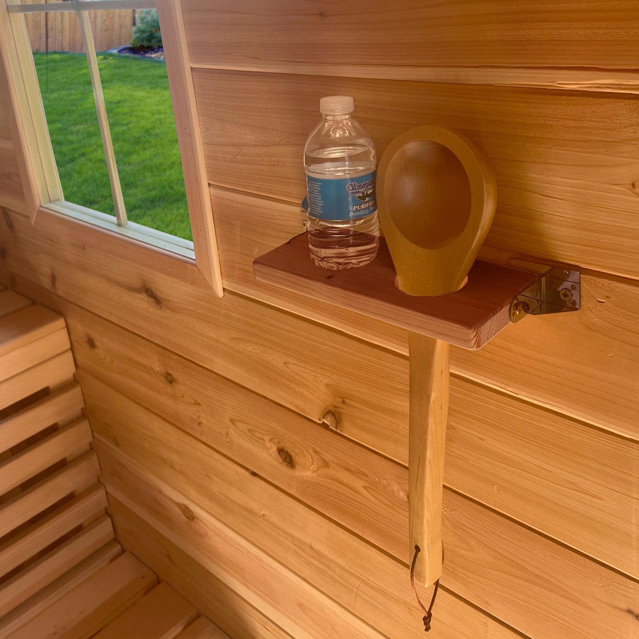 Aleko SACHOLDRED-AP Multi-purpose Sauna Shelf - Birch Broom Holder - Red Cedar Wood