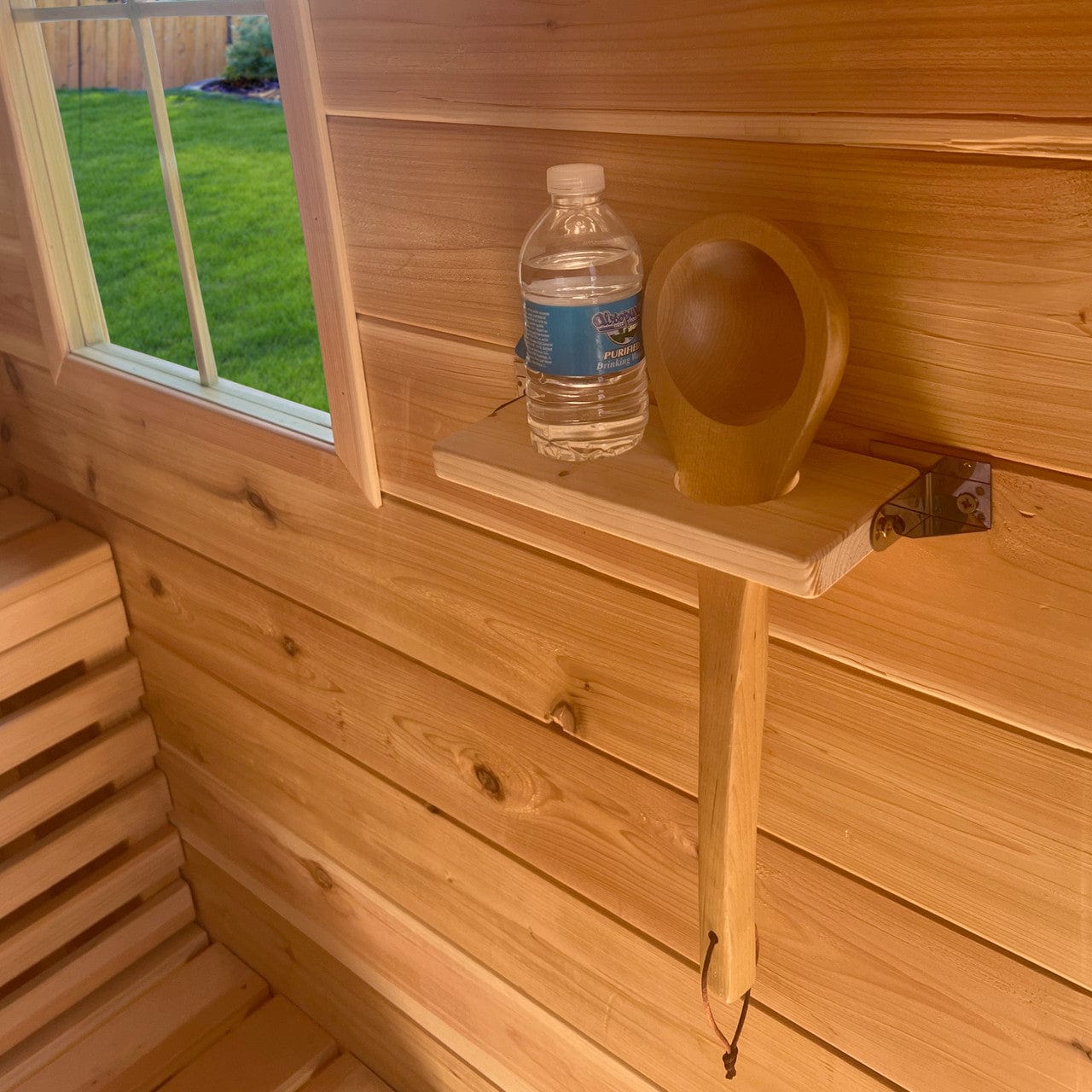 Aleko SACHOLDWT-AP Multi-purpose Sauna Shelf - Birch Broom Holder - White Pine Wood