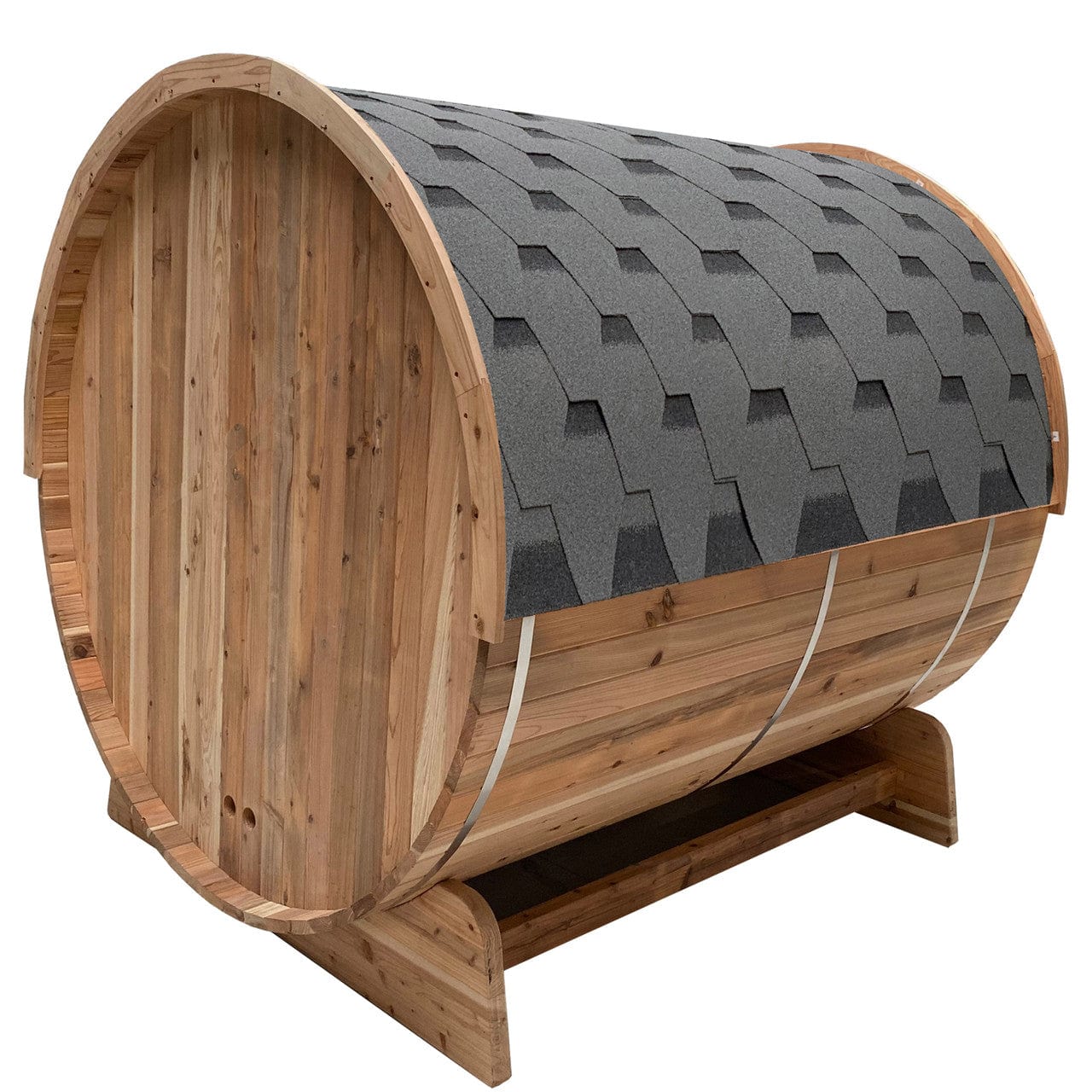 Aleko SB6CED-AP Outdoor Rustic Cedar Barrel Steam Sauna - Front Porch Canopy - ETL Certified - 6 Person
