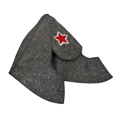 Aleko SH02-AP Natural Sheep Wool Traditional Sauna Hat - Unisex - Charcoal with Embroidered Star