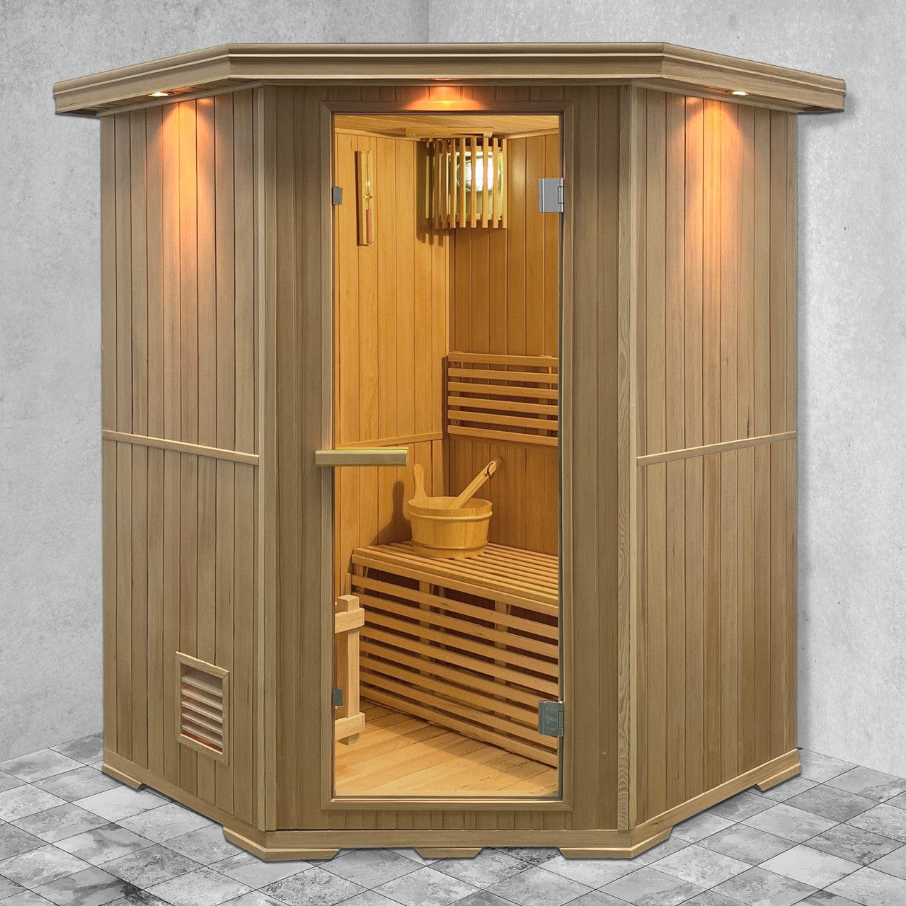 Aleko SKD3HEM-AP Canadian Hemlock Wet Dry Indoor Sauna - 3 Person