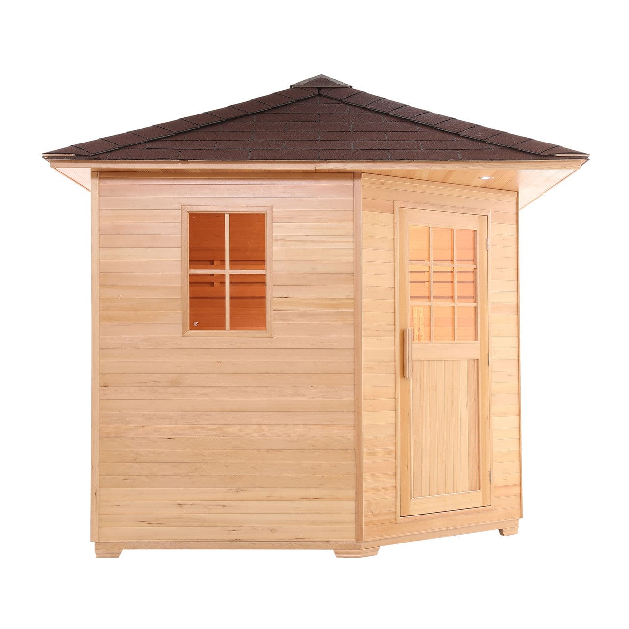 Aleko SKD5HEM-AP Canadian Hemlock 5-Person Wet/Dry Outdoor Sauna with Asphalt Roof