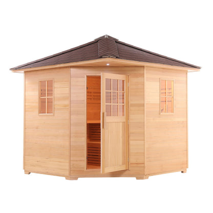 Aleko SKD5HEM-AP Canadian Hemlock 5-Person Wet/Dry Outdoor Sauna with Asphalt Roof