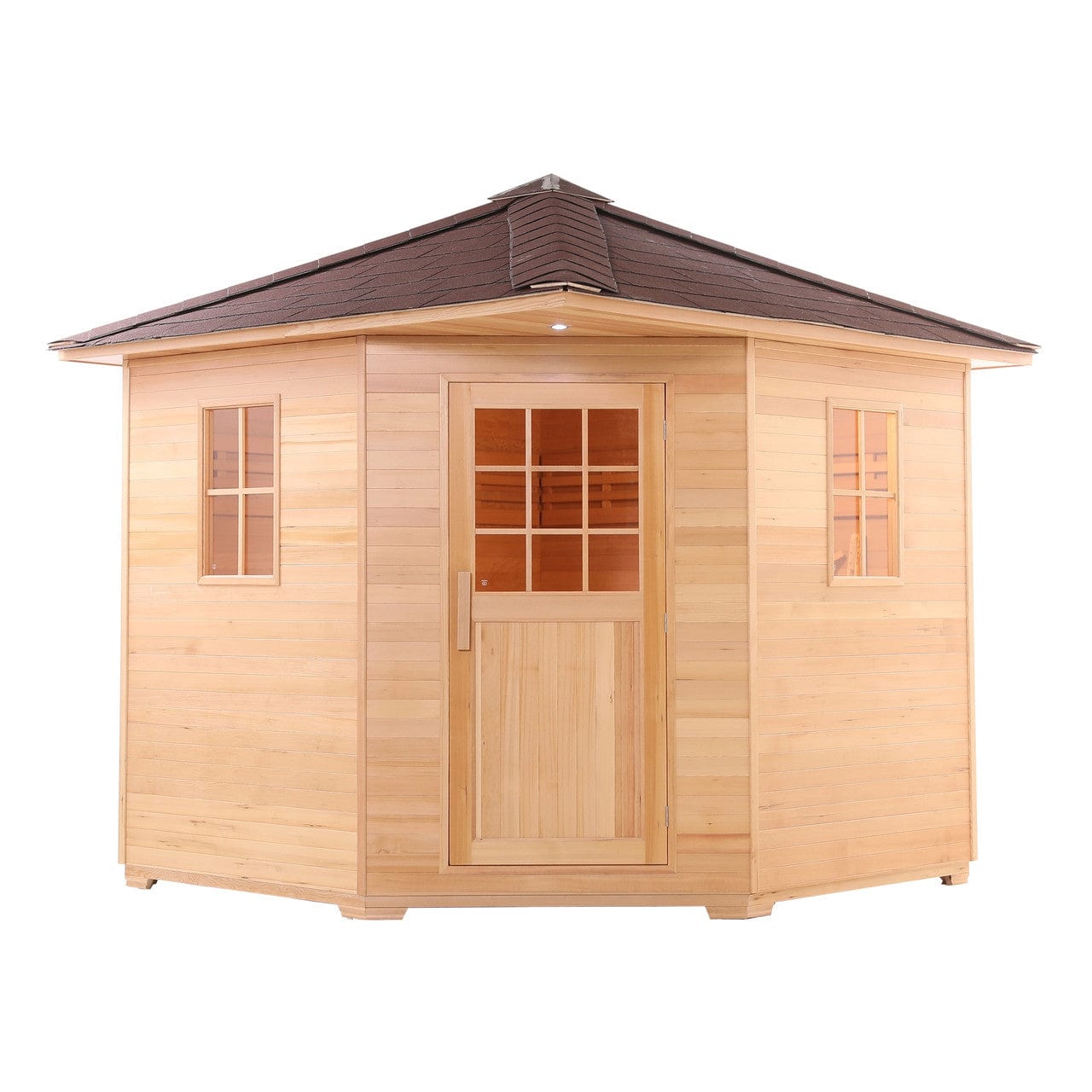 Aleko SKD5HEM-AP Canadian Hemlock 5-Person Wet/Dry Outdoor Sauna with Asphalt Roof
