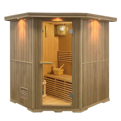 Aleko SKD6HEM-AP Canadian Hemlock Wet Dry Indoor Sauna - 6 Person