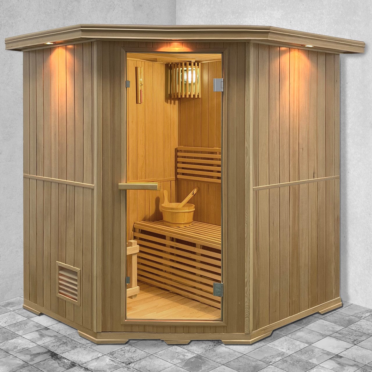 Aleko SKD6HEM-AP Canadian Hemlock Wet Dry Indoor Sauna - 6 Person