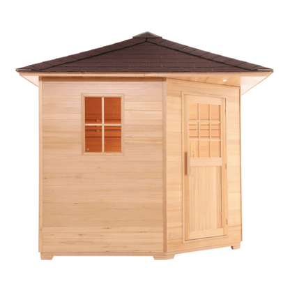 Aleko SKD8HEM-AP Canadian Hemlock Wet/Dry Outdoor Sauna w/ Asphalt Roof - 8 Person