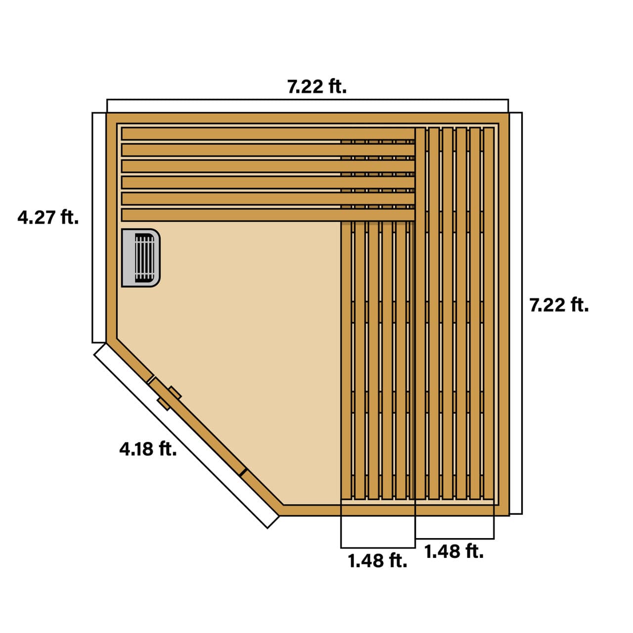 Aleko SKD8HEM-AP Canadian Hemlock Wet/Dry Outdoor Sauna w/ Asphalt Roof - 8 Person