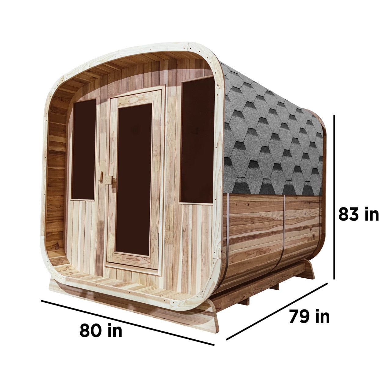 Aleko SRCE4HULL-AP Outdoor Rustic Cedar 4-Person Square Sauna with Bitumen shingle roofing