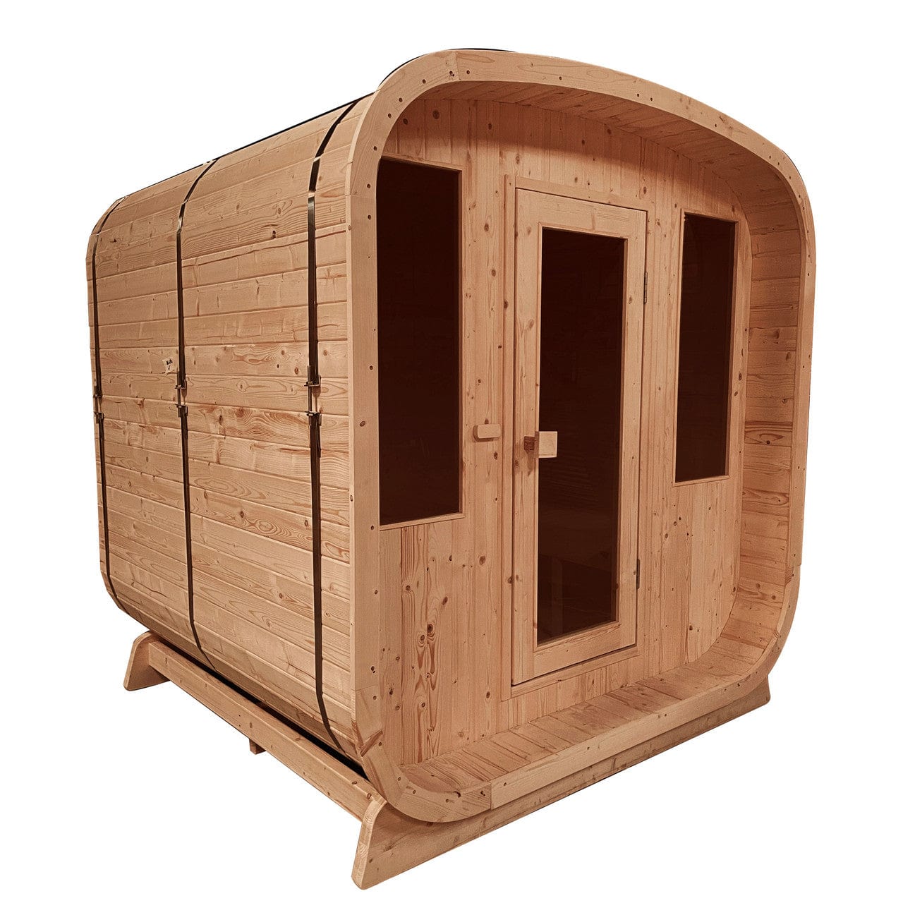 Aleko SRCE4HULL-AP Outdoor Rustic Cedar 4-Person Square Sauna with Bitumen shingle roofing