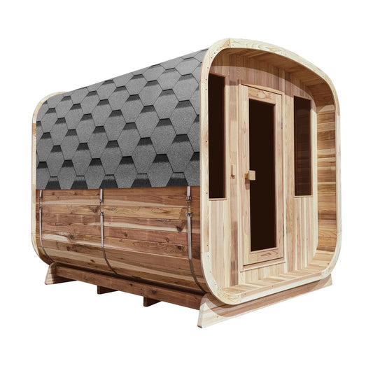 Aleko SRCE6HULU-AP Outdoor Rustic Cedar 6-Person Square Sauna with Bitumen shingle roofing