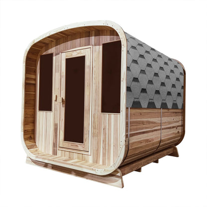 Aleko SRCE6HULU-AP Outdoor Rustic Cedar 6-Person Square Sauna with Bitumen shingle roofing