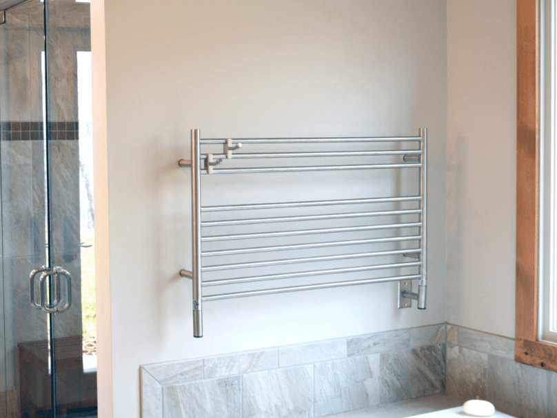 Amba Towel Warmer LSP Polished Amba Jeeves Model L Straight 10 Bar Hardwired Towel Warmer