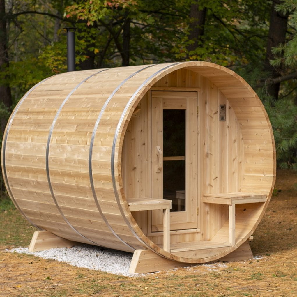 Dundalk CTC2245W Canadian Timber Serenity Barrel Sauna with Harvia heater & accessories