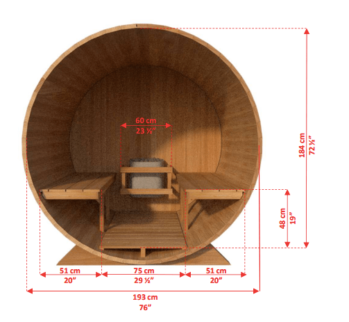 Dundalk ^ Harmony Barrel 4 Person Sauna CTC22W w/ Harvia KIP 8KW Sauna Heater Included