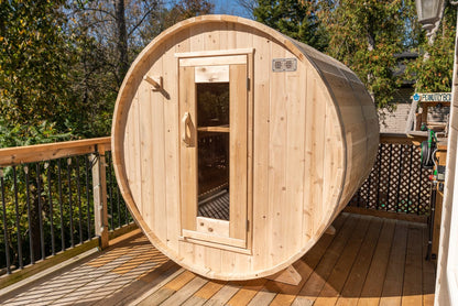 Dundalk ^ Harmony Barrel 4 Person Sauna CTC22W w/ Harvia KIP 8KW Sauna Heater Included