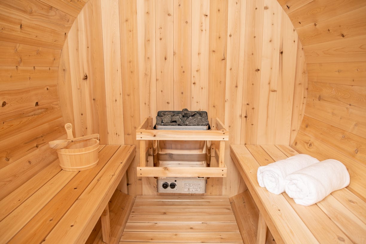 Dundalk ^ Harmony Barrel 4 Person Sauna CTC22W w/ Harvia KIP 8KW Sauna Heater Included