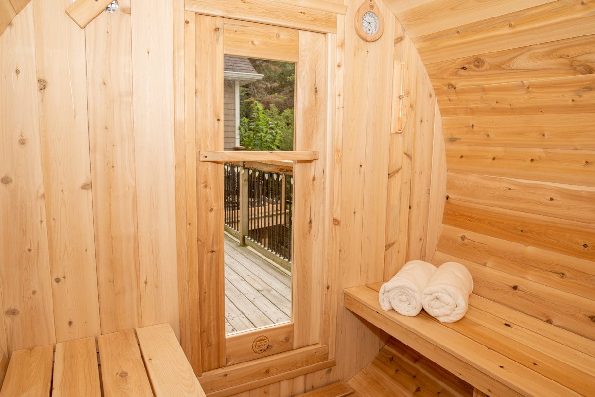 Dundalk ^ Harmony Barrel 4 Person Sauna CTC22W w/ Harvia KIP 8KW Sauna Heater Included